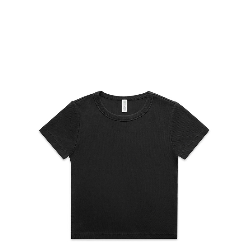 Women's Faded Organic Rib Tee in Faded black