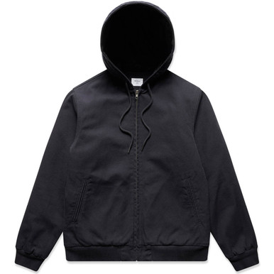 Canvas Bomber Hood Jacket in Ink blue
