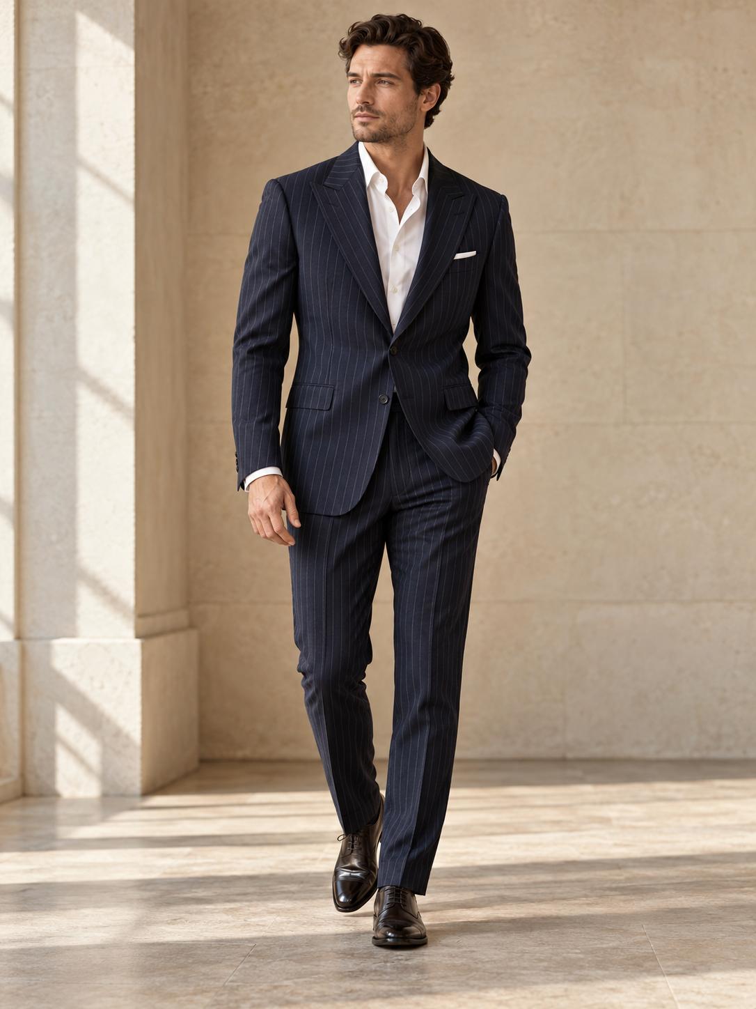 Navy Pinstripe Suit — design visualization