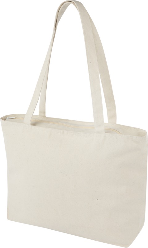 Ningbo 320 g/m² zippered cotton tote bag 15L in Natural