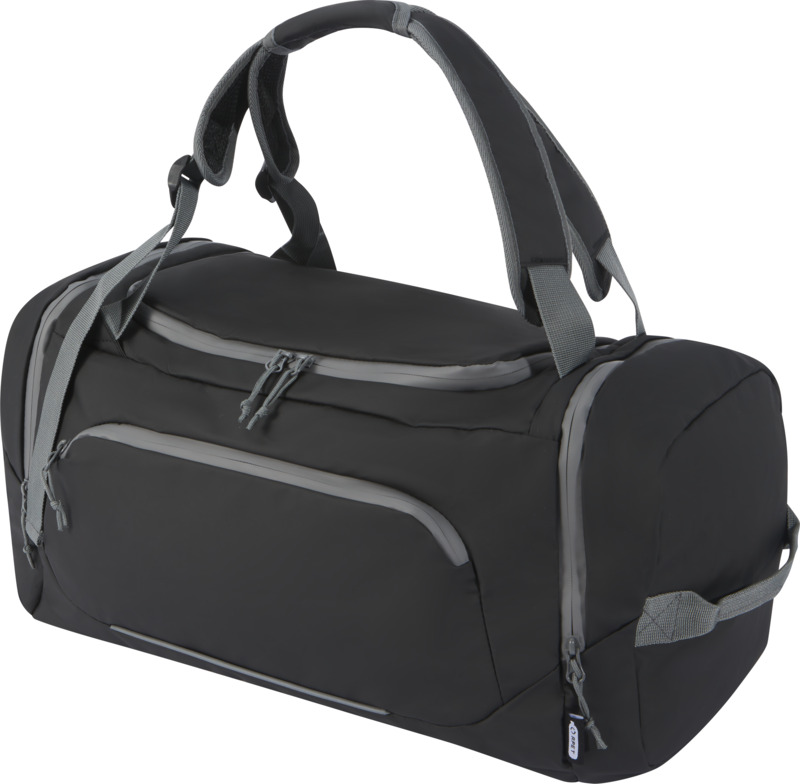 Aqua GRS recycled water resistant duffel backpack 35L in Black